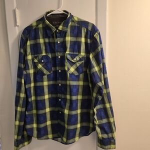 Cactus Button Up Plaid Shirt Size L